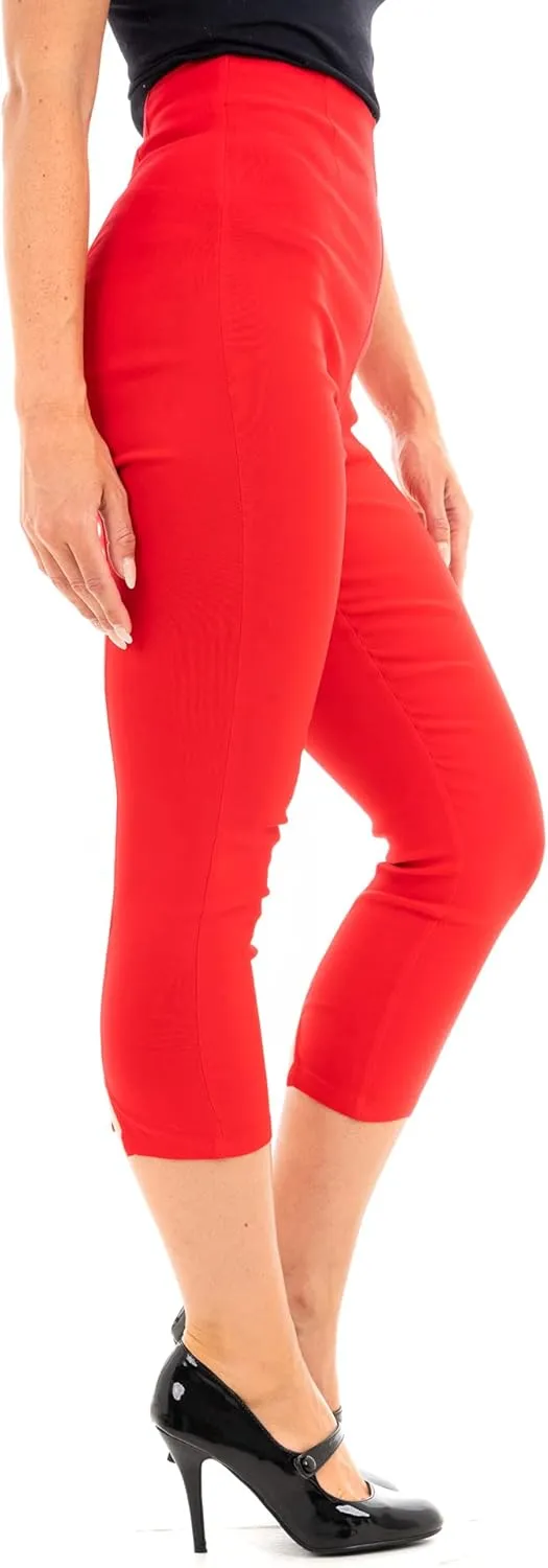 Ro Rox Ella Capri Pants for Women - 1950s Vintage Women's Trousers - High Waist Three Quarter Pant - Zipper & Slits on Back