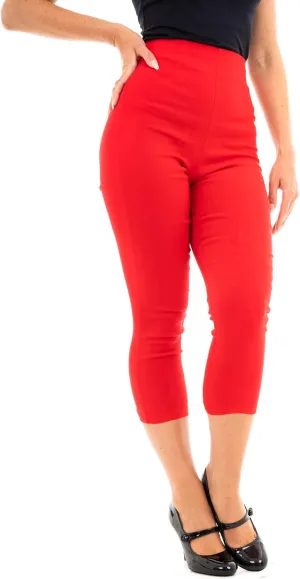 Ro Rox Ella Capri Pants for Women - 1950s Vintage Women's Trousers - High Waist Three Quarter Pant - Zipper & Slits on Back