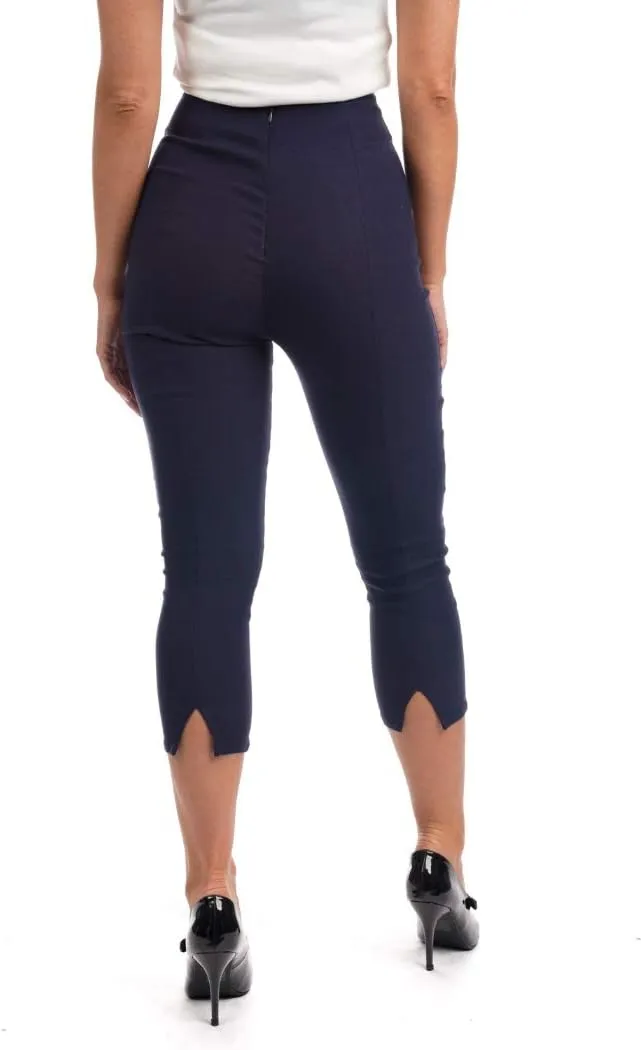 Ro Rox Ella Capri Pants for Women - 1950s Vintage Women's Trousers - High Waist Three Quarter Pant - Zipper & Slits on Back