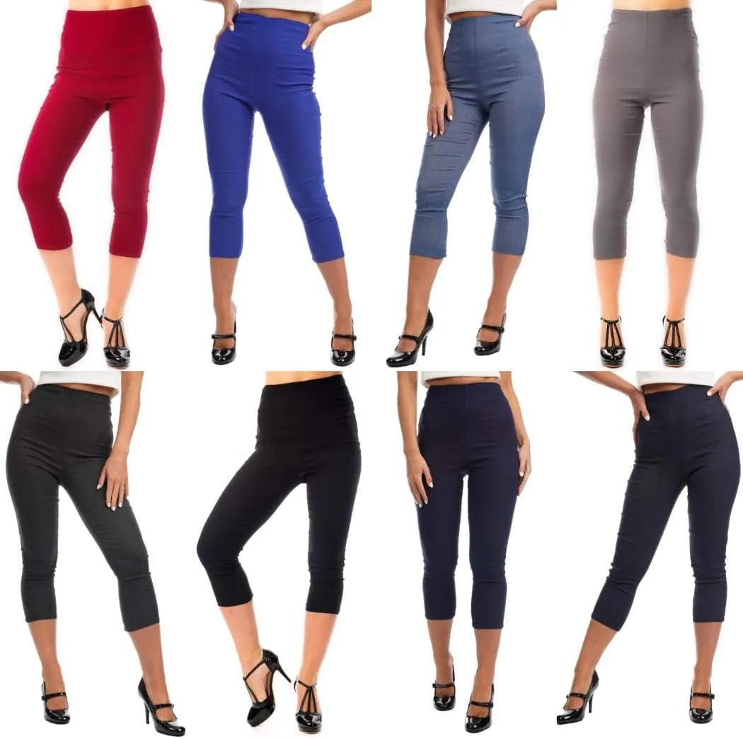Ro Rox Ella Capri Pants for Women - 1950s Vintage Women's Trousers - High Waist Three Quarter Pant - Zipper & Slits on Back