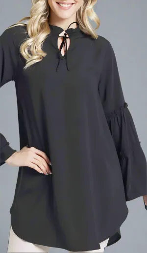 Saba Long Modest Tunic Dress - Black