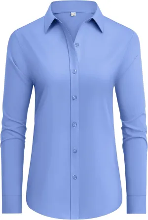 siliteelon Button Down Shirts Dress Shirts for Women Long Sleeve Womens Work Shirts Regular Fit Cotton Dress Shirts