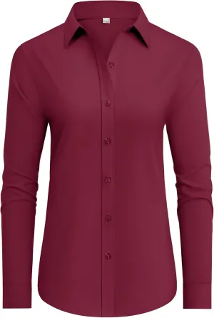 siliteelon Button Down Shirts Dress Shirts for Women Long Sleeve Womens Work Shirts Regular Fit Cotton Dress Shirts