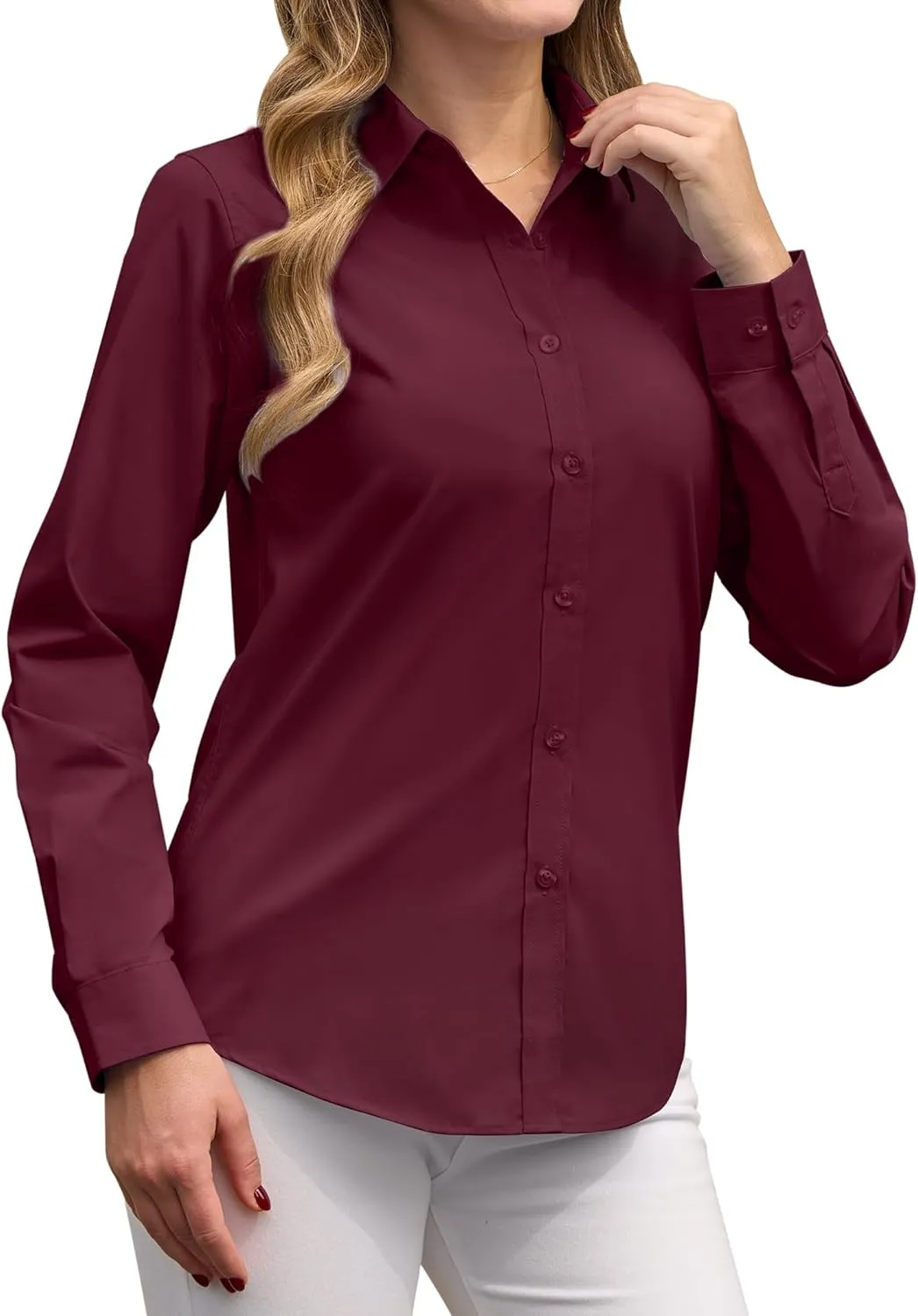 siliteelon Button Down Shirts Dress Shirts for Women Long Sleeve Womens Work Shirts Regular Fit Cotton Dress Shirts
