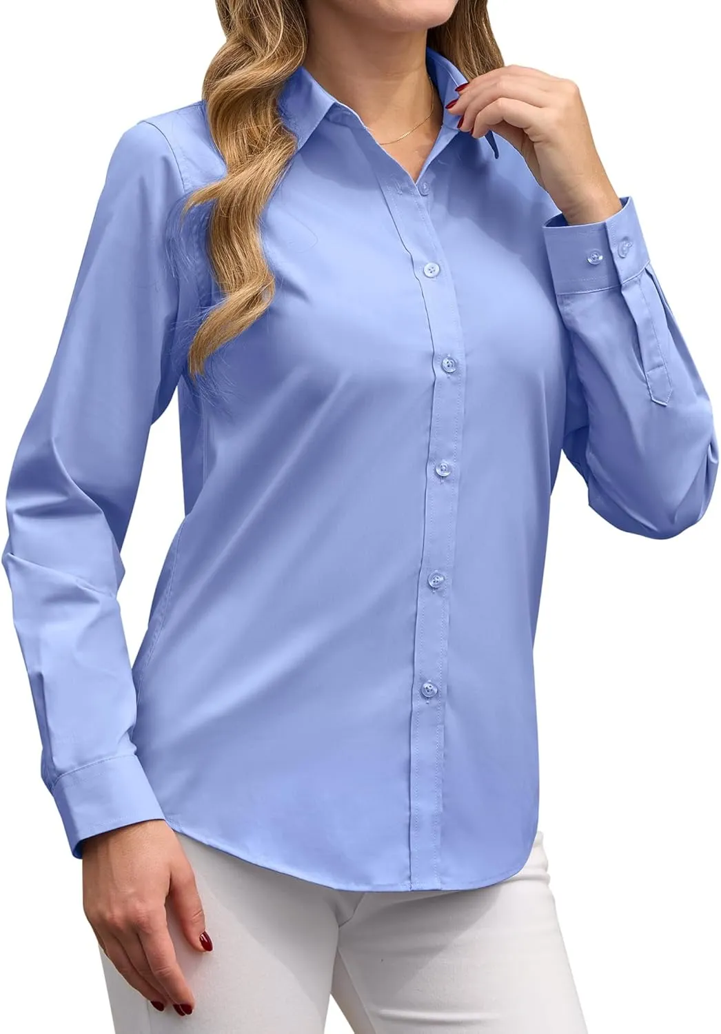 siliteelon Button Down Shirts Dress Shirts for Women Long Sleeve Womens Work Shirts Regular Fit Cotton Dress Shirts
