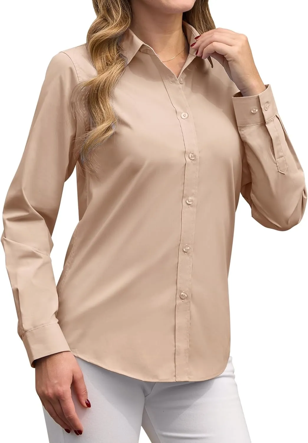 siliteelon Button Down Shirts Dress Shirts for Women Long Sleeve Womens Work Shirts Regular Fit Cotton Dress Shirts