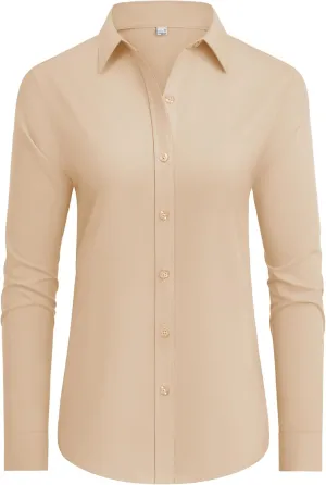 siliteelon Button Down Shirts Dress Shirts for Women Long Sleeve Womens Work Shirts Regular Fit Cotton Dress Shirts