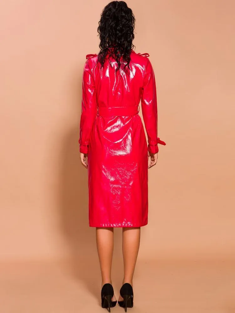 Stylish Bright Leather Party Tuxedo Dress