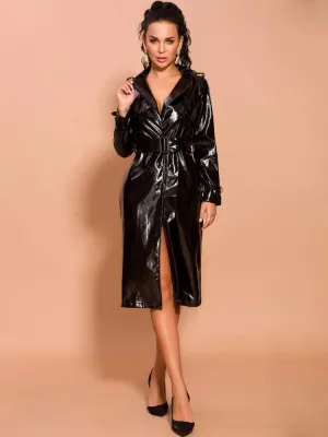 Stylish Bright Leather Party Tuxedo Dress