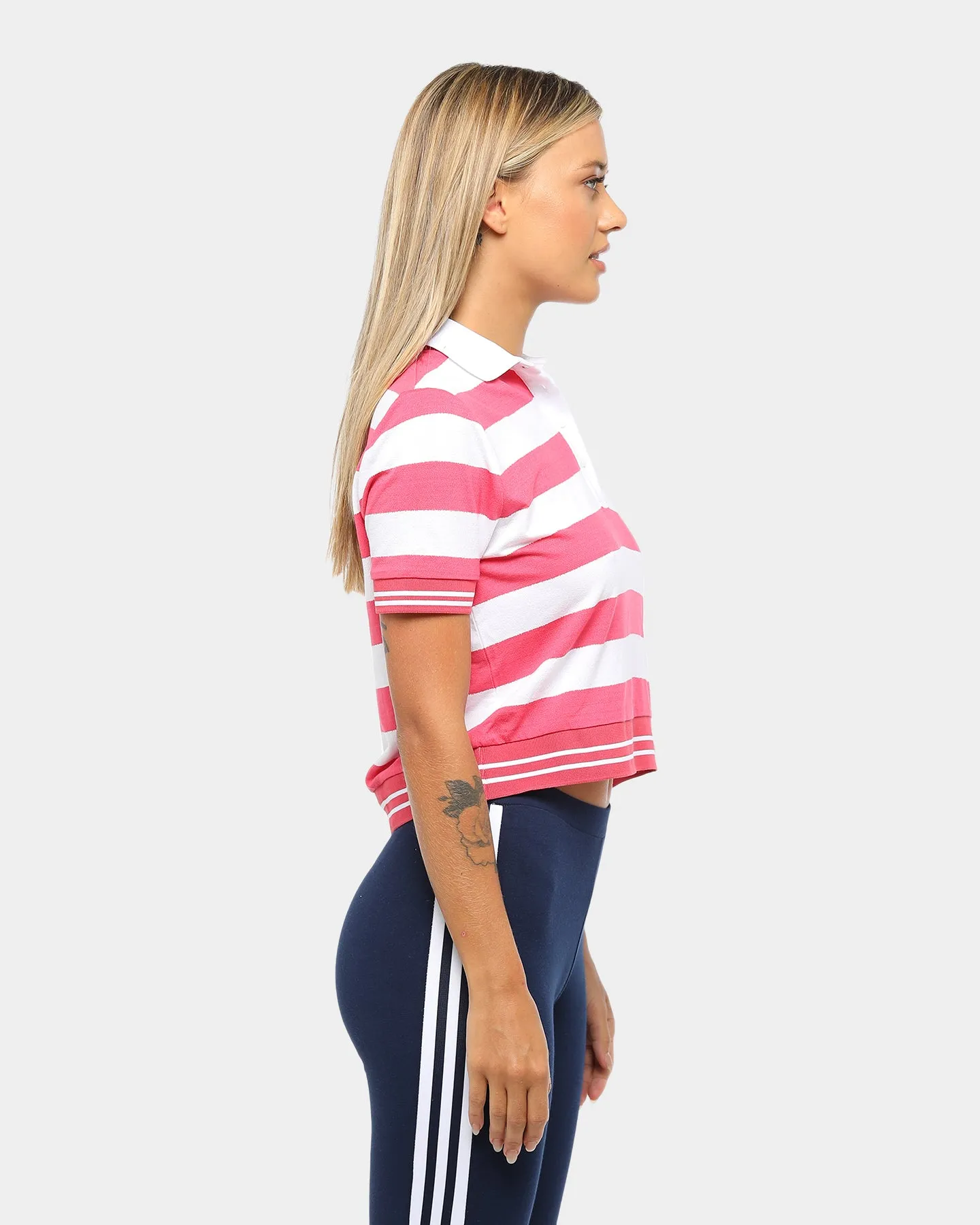 Tommy Jeans Women's TJW Bold Striped Polo Classic White/Claret Red