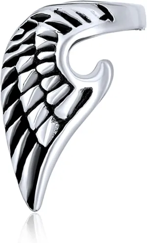 Trendy Unisex Pink Purple Black Guardian Angel Wing Feather Ear Cuff Earring With Cartilage Helix Warp Chain and Crystal Stud in Stainless Steel