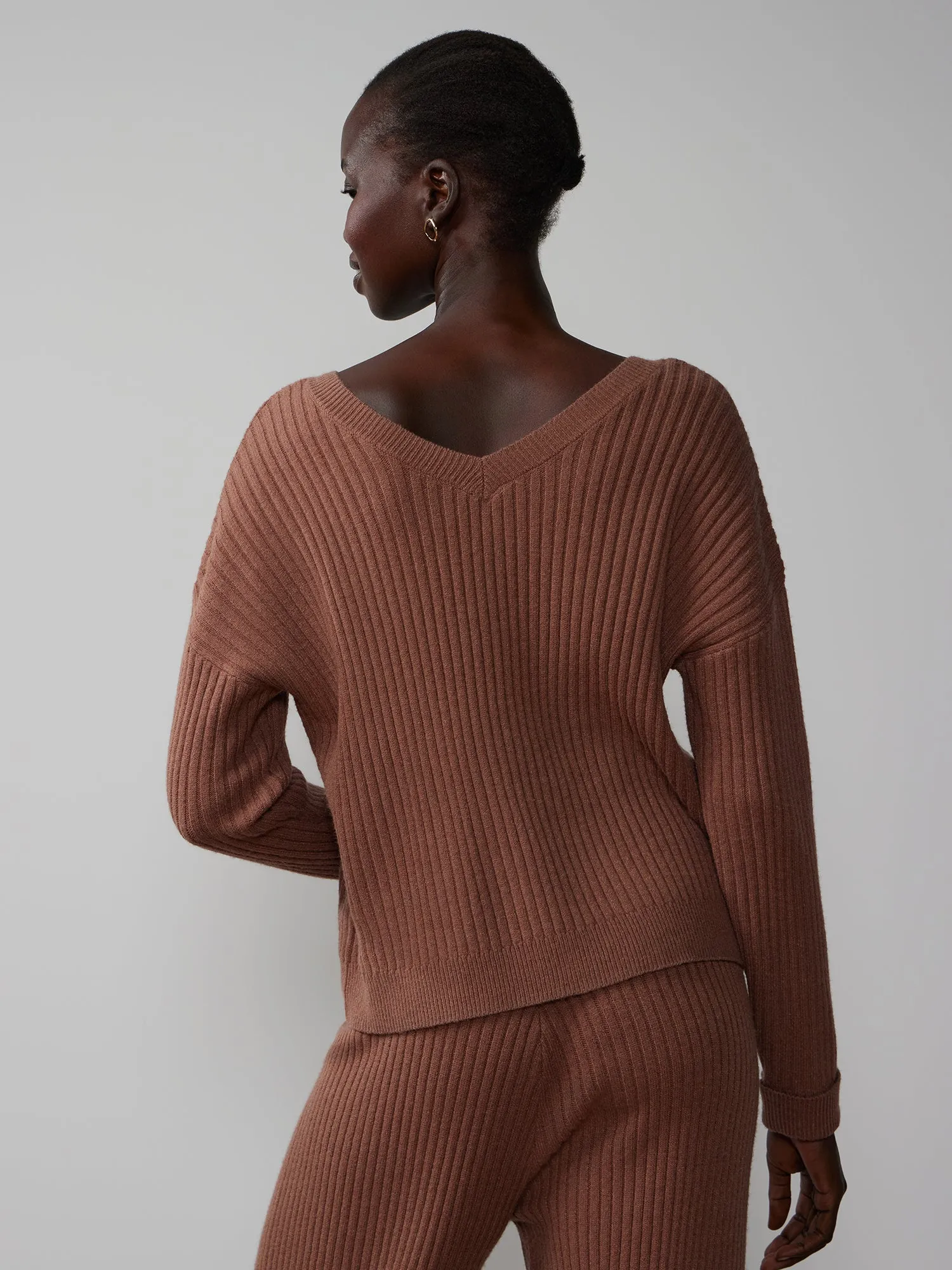 V-Neck Ribbed Sweater