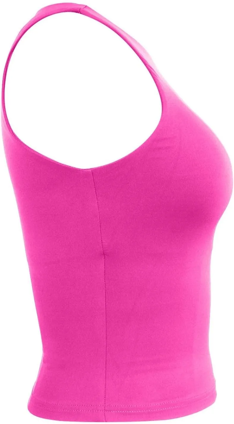 Women Casual Crop Tank Tops Sexy Open Back Sleeveless Crop Vests Scoop Neck Slimming Tanks Summer Blouse