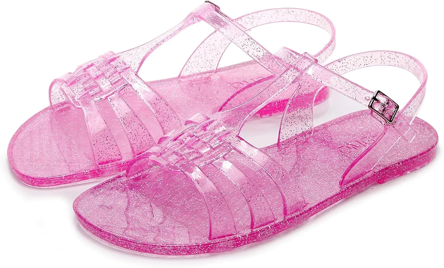 Women Sandals Jelly Shoes Flats Size 9 Beige T-Strap Crystal Jellies Slides Clear Rain Slippers Glitter Summer Beach Retro