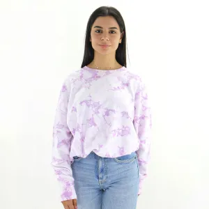 Women's Washed Printed Sweaters,White