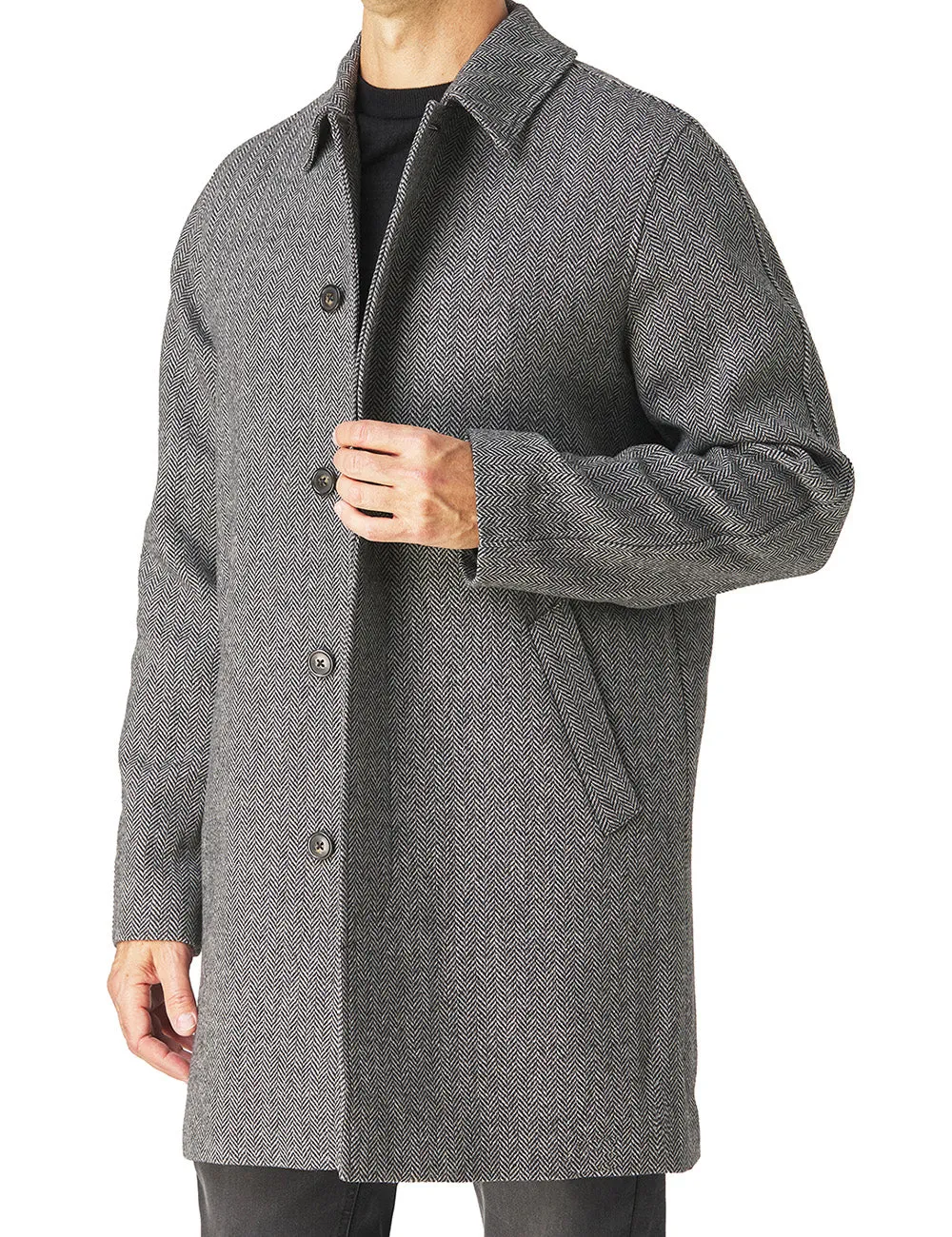 Wool Herringbone Raglan Coat